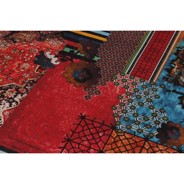 Tapete índia Desenho Patchwork Mix Tapeçaria Multicolor 2,50 x 3,50m