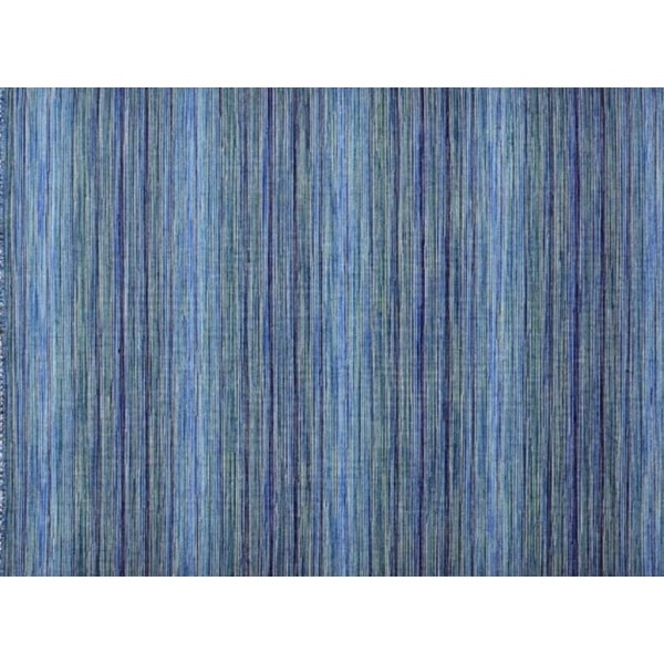 Tapete Kilim Indiano Surate Rajado Franja Diversicolor Azul 3,00 x 5,00m