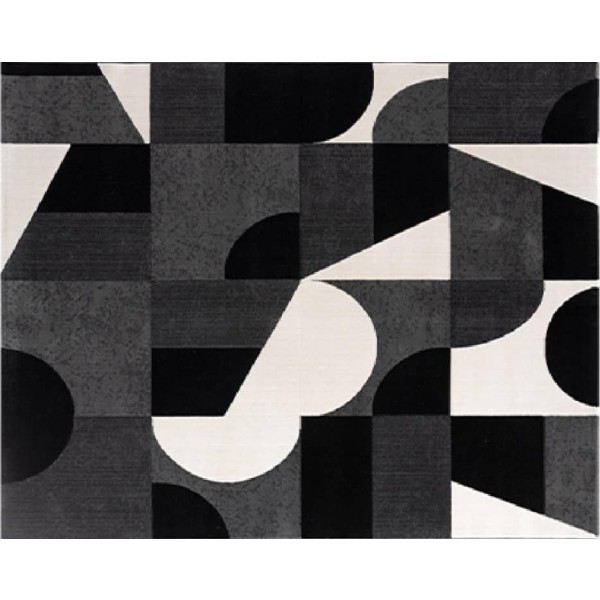 Tapete Moderno Turco Zarik Geométrico Black White 2,50 x 3,00m