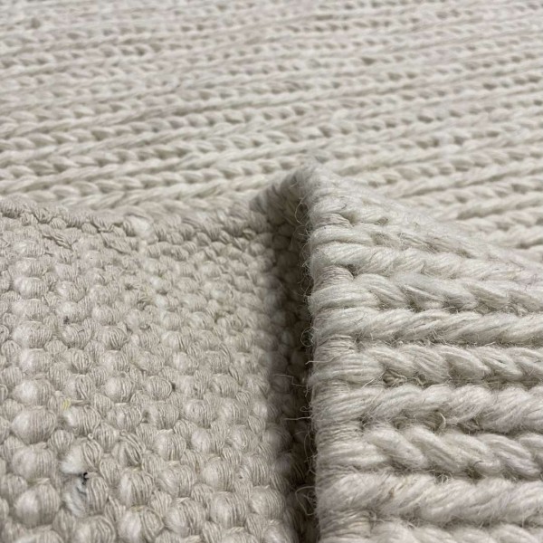 Tapete Passadeira Indiana Kilim Artesanal Trançada Eland Lã e Algodão Off White 0,66 x 1,80m