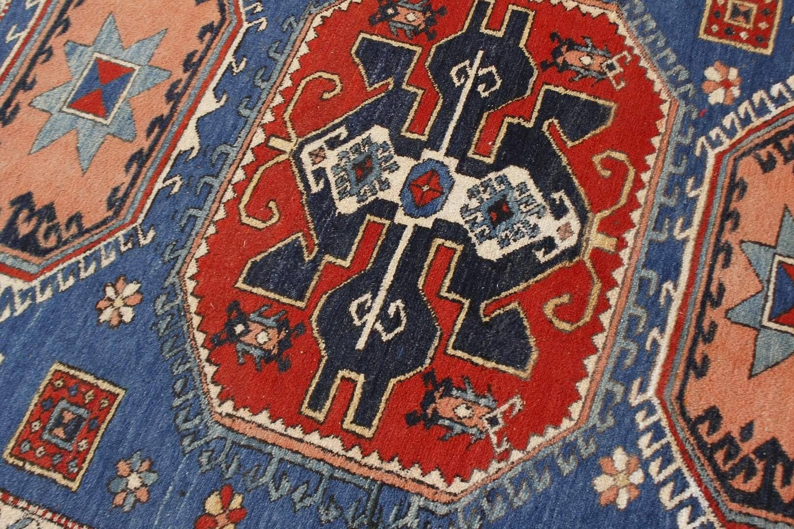 Tapete Clássico Persa Kazak Feito à Mão Colorido 1,68 x 1,87m