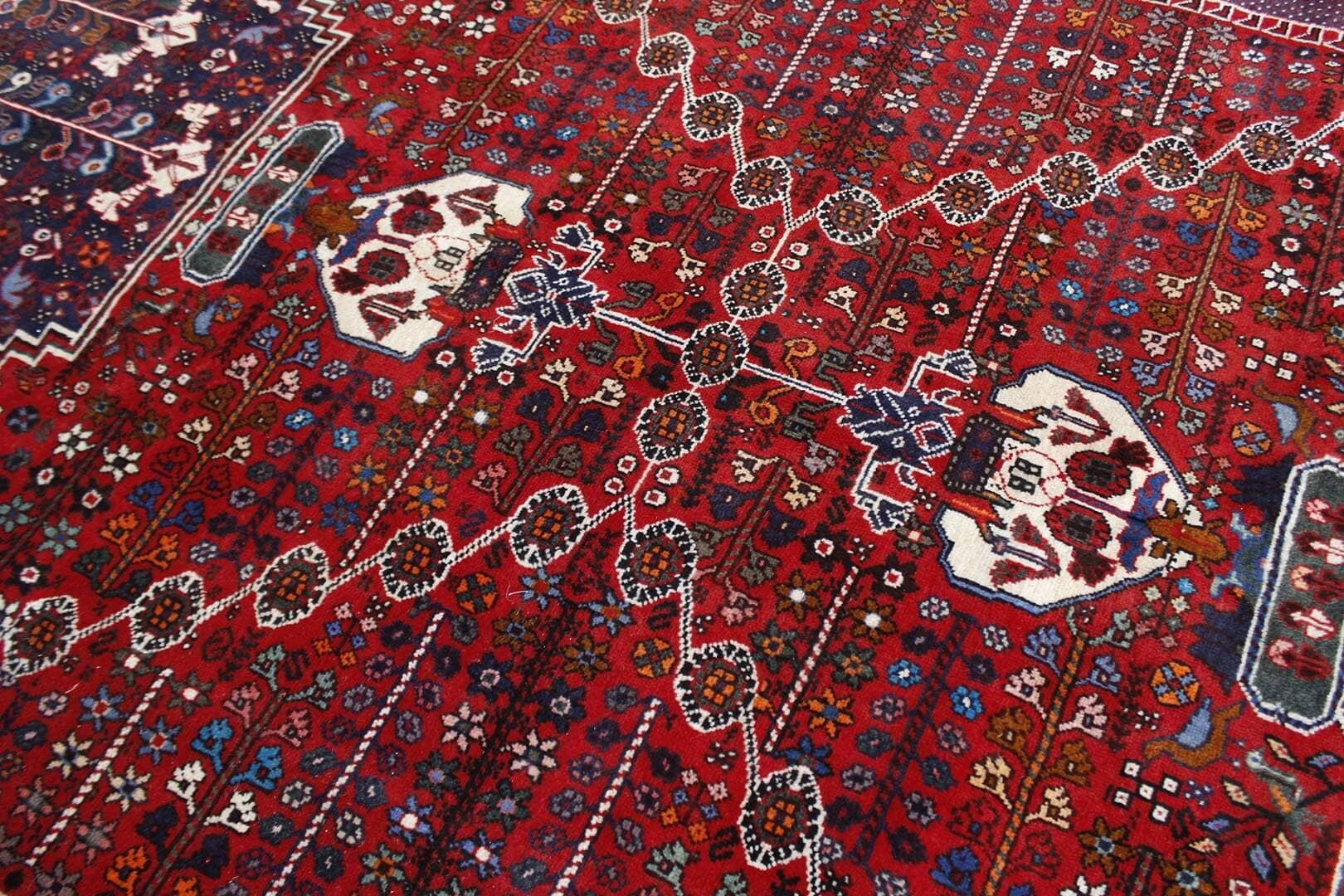 Tapete Persa Gashgai Iraniano Clássico Vermelho 2,07 x 2,96m
