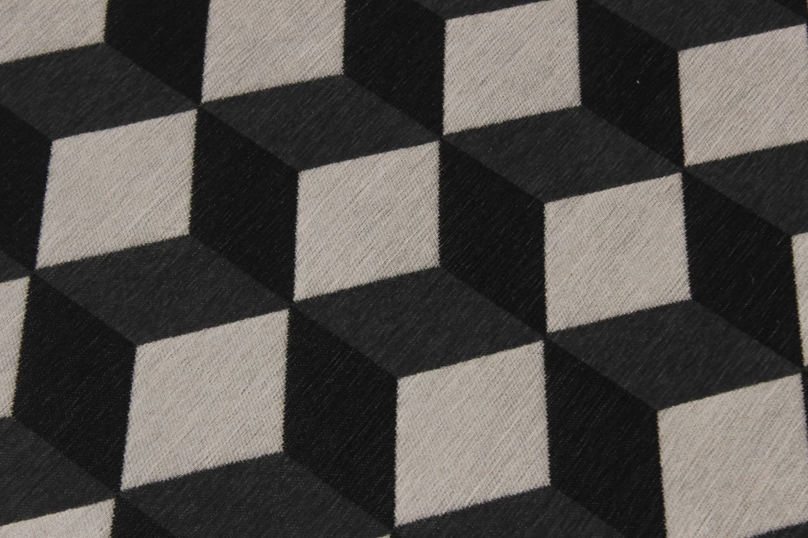 Tapete Geométrico Cubes 3D Black White 2,00 x 2,50m