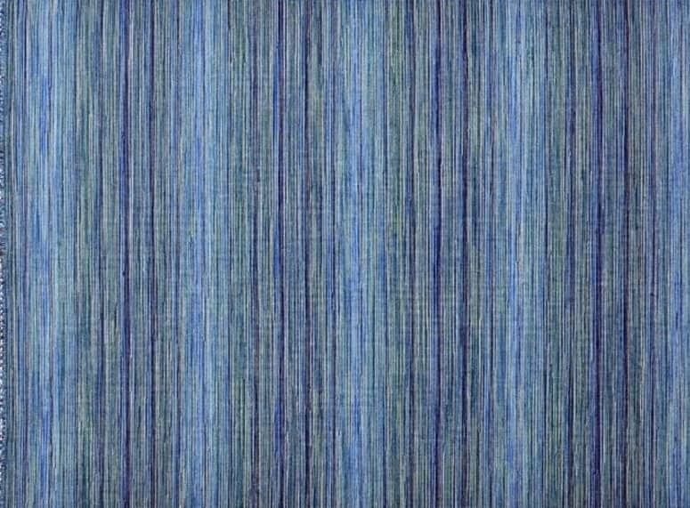 Tapete Kilim Indiano Surate Rajado Franja Diversicolor Azul 4,00 x 6,00m