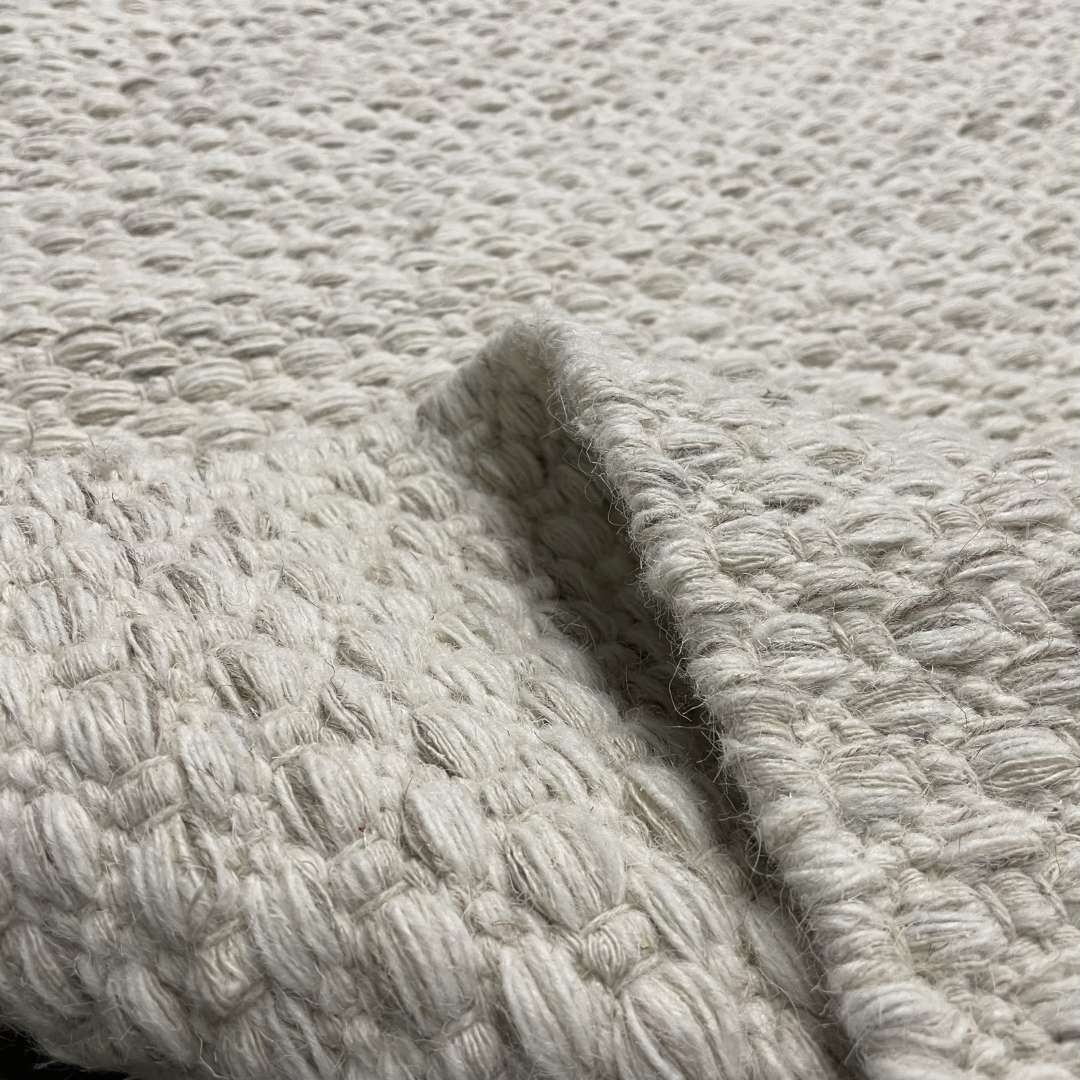 Tapete Passadeira Indiana Kilim Artesanal Eland Lã e Algodão White Mix Bege 0,66 x 1,80m