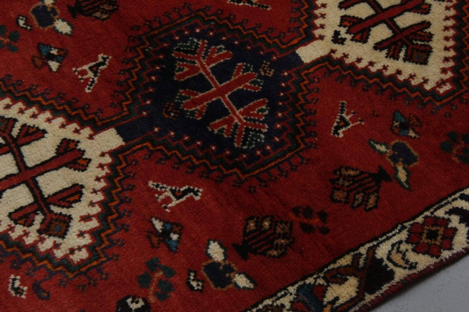 Tapete Persa Ghashghay Iraniano Clássico Vermelho 0,67 x 1,10m