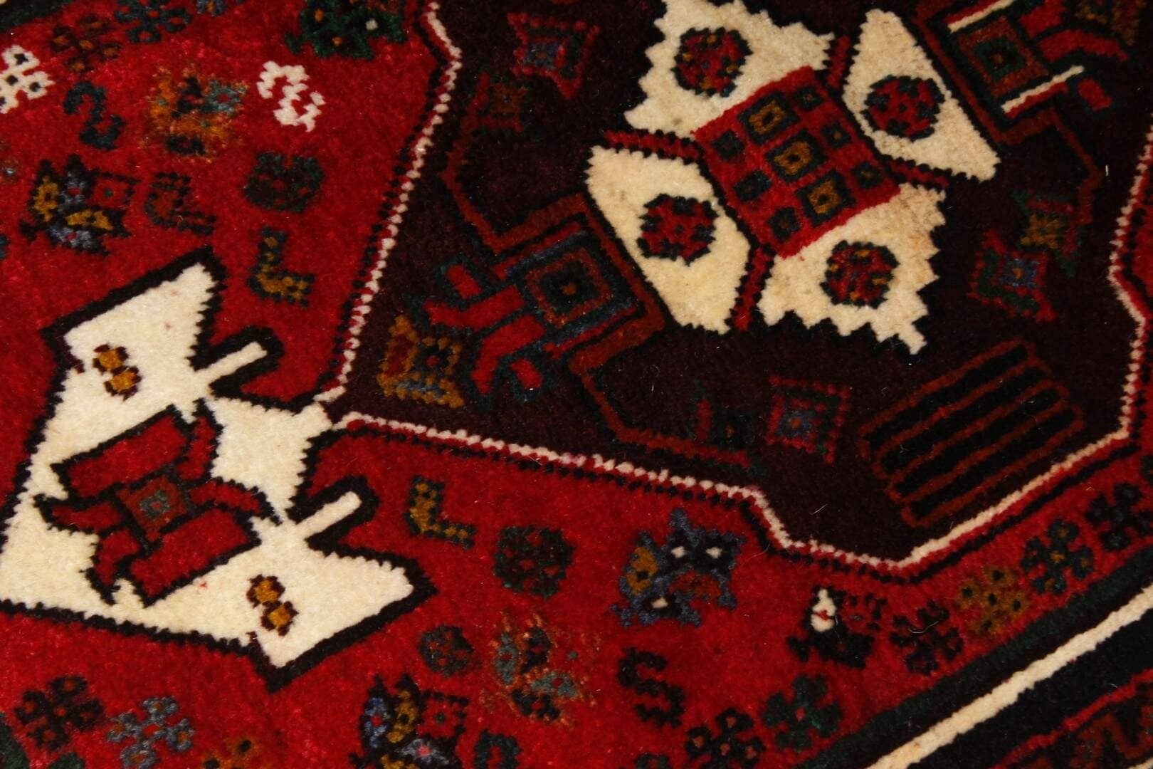 Tapete Persa Ghashghay Iraniano Clássico Vermelho 0,84 x 1,37m