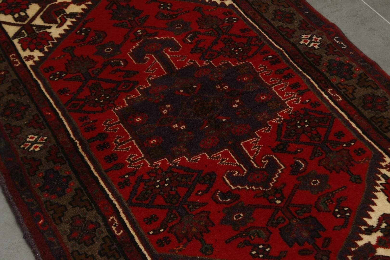 Tapete Persa Hamadan Iraniano Clássico Vermelho 1,03 x 1,50m