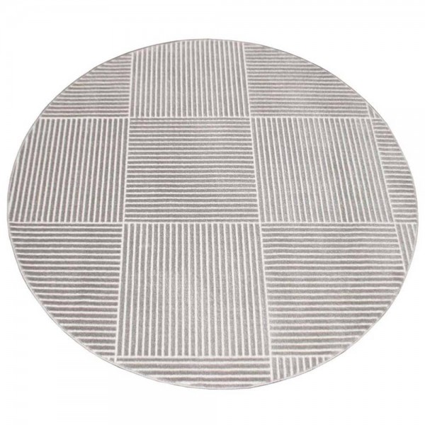 Tapete Redondo Egipcio Moderno Patchwork Reflexivo Zuriq Stripes Prata 1,60m