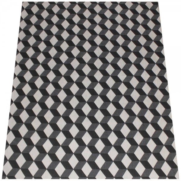 Tapete Geométrico Cubes 3D Black White 1,40 x 2,00m