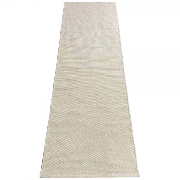 Tapete Passadeira Indiana Kilim Artesanal Alian Lã e Algodão Off White 0,66 x 1,80m
