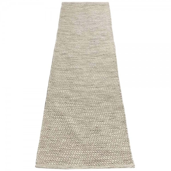 Tapete Passadeira Indiana Kilim Artesanal Eland Lã e Algodão Off White e Bege 0,66 x 1,80m