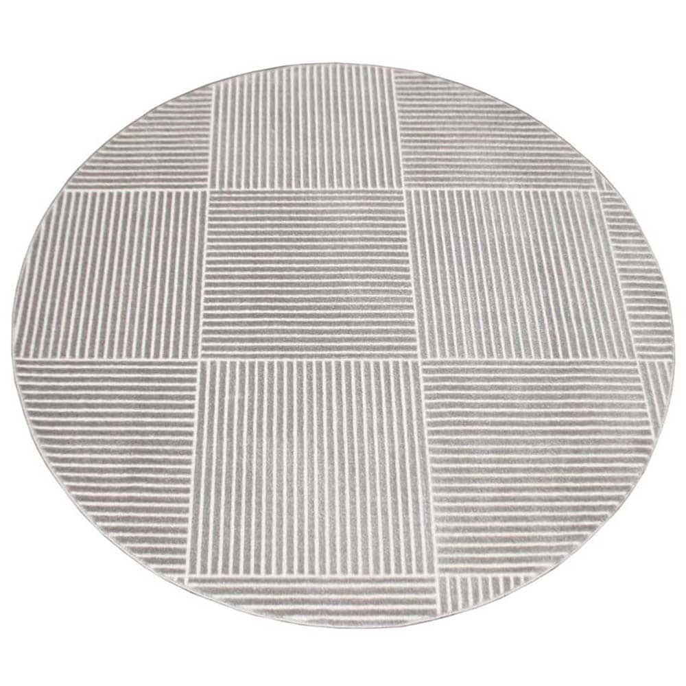 Tapete Redondo Egipcio Moderno Patchwork Reflexivo Zuriq Stripes Prata 1,60m