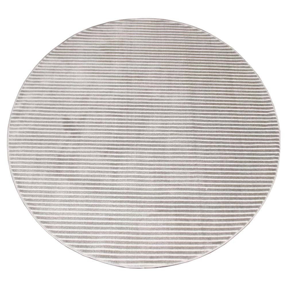 Tapete Redondo Egipcio Moderno Zuriq Reflexivo Geométrico Stripes Prata 1,60m