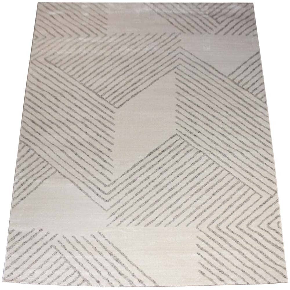 Tapete Moderno Turco Dix Geométrico Stripes Bege e Cinza 2,50 x 3,00m
