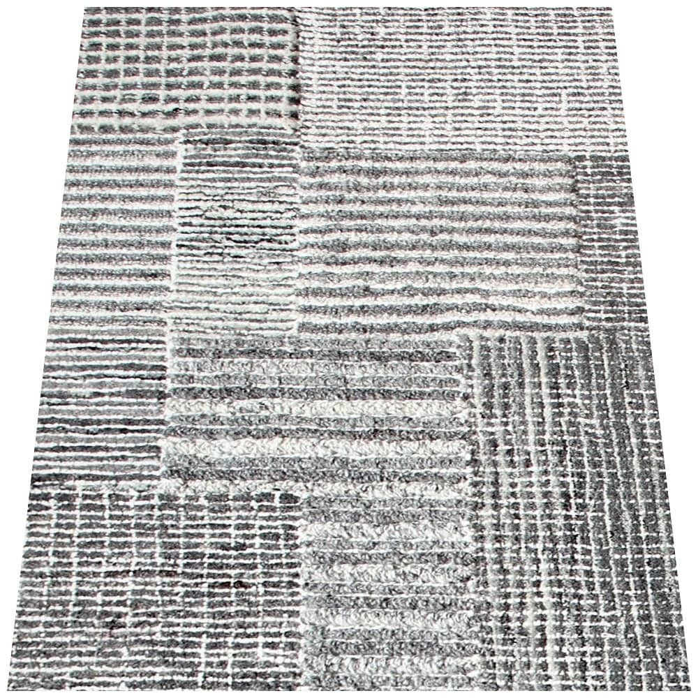 Tapete Kilim Indiano Mênfis Geométrico Reloaded Patchwork Feito à Mão Cinza 2,50 x 3,50m