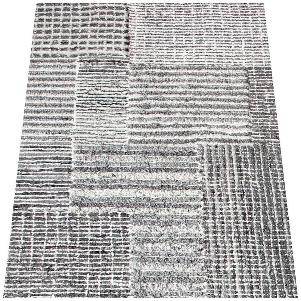Tapete Kilim Indiano Mênfis Geométrico Reloaded Patchwork Feito à Mão Cinza 3,50 x 4,50m