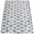 Tapete Turco Kayseri Sevda Macio Geométrico Azul Branco 2,50 x 3,50m